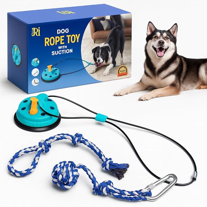 Dog Rope Toy with Suction - Perfect Dog Toys for Aggressive Chewers - Nearly Indestructible & Stimulating - Suitable for Large & Small Dogs & Puppies