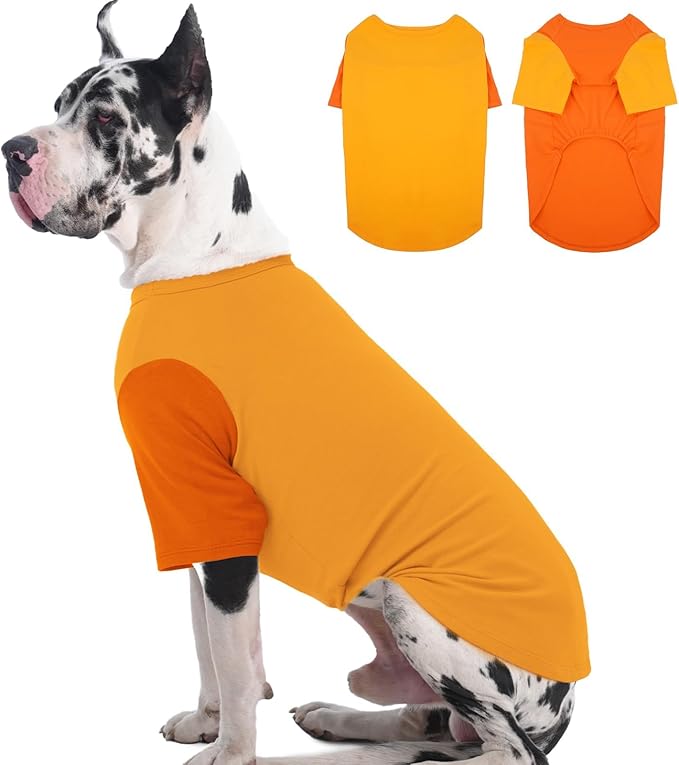 2 Pack Shirts for Large Dogs 4XL - Lightweight Breathable Dog Clothes, Prevent Overheating Summer Cool Tees for Doberman, Alaskan Malamute, Travel, Hiking, Beach, Lounge Wear, Sleep, Orange
