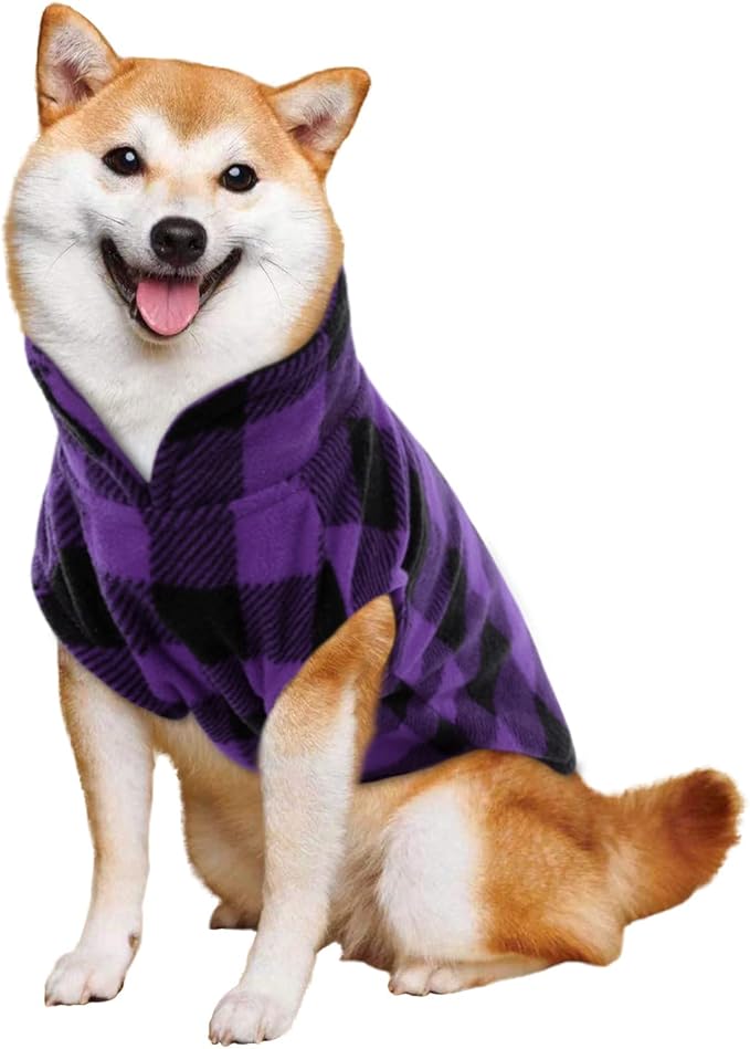 Kama Bridal 3 Pack Dog Coat - Spring, Autumn, Winter - Fleece Vest for Cats & Small/Medium Dogs - Red, Pink, Purple Plaid (S)
