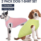IECOii 2 Pack Summer Dog Shirt | Stretchy Fade-Resistant Fabric, Machine Washable Convenient,Home & Outdoor Clothes Fit for Medium Breeds, Pink+Green, XL