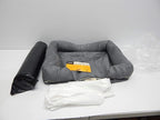 Friends Forever Orthopedic Dog Bed, Memory Foam Pet Sofa, Calming Dog Couch, Water Resistant Pet Bed, Washable Cover, Non-Slip Bottom, Chester, Grey, 25" x 20" x 5.5"