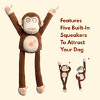 Squeaky Dog Toys with Crinkle Paper Durable Tug of War Monkey Plush Dog Toy with Soft Fabric for Small Middle and Large Dogs