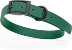 Dogline Biothane Waterproof Dog Collar Strong Coated Nylon Webbing with Black Hardware Odor- Proof for Easy Care Easy to Clean High Performance Fits Small Medium or Large Dogs, Hunter Green