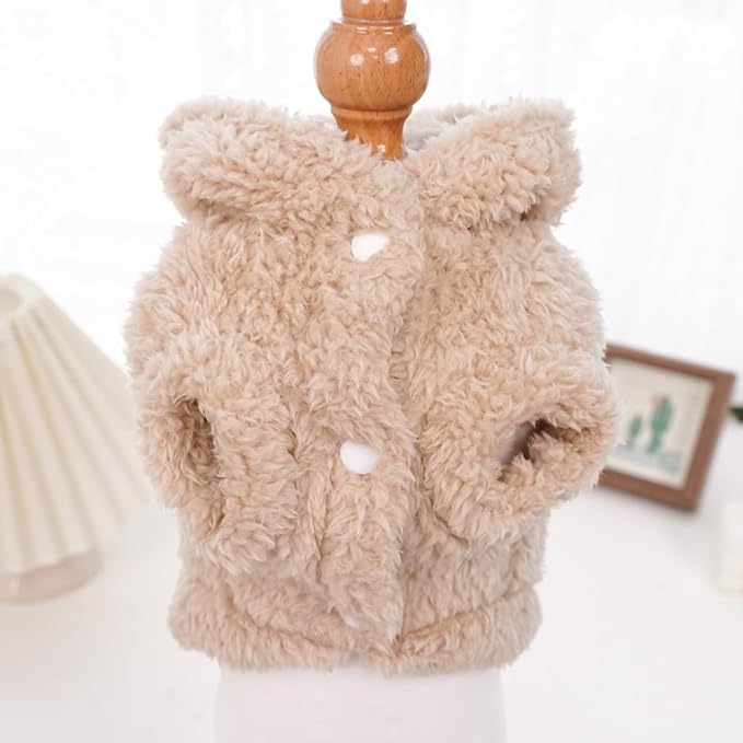 Cat Bunny Ears Costume Cute Dog Kitten Hoodies Sweater Rabbit Ears Puppy Pet Apparel (Small,Beige)