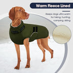 IECOii Dog Coats for Large Dogs Winter Waterproof Jacket with Collar Built in, XXL Dog Coat for Cold Weather Warm Snow Jacket with Thermal Fleece Lining, Reflective Pet Snowsuit Large,Army Green - 2XL