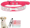 Serijoars Small Dog Collar with Rhinestone Crystal Diamond Colorful Bling Girl Puppy Cat Collars (M, Hot Pink3)