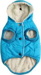 Fleece Lining Extra Warm Dog Hoodie in Winter,Small Dog Jacket Puppy Coats with Hooded,Light Blue XS