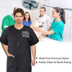 Noverlife Short Sleeves Pet Grooming Work Clothes with Full Zipper, XL Size, Splash Proof Anti-Static Pets Beautician Smock, Dog Cat Groomer Cosmetologist Uniforms for Pet Shop Men Women
