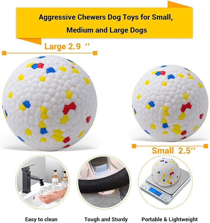 Dog Balls Toys for Aggressive Chewers, Indestructible Durable Bouncy Floating Balls for Dogs to Fetch, Durable Solid Rubber Ball for Training Dog