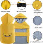 Dog Raincoat Dogs Rain Jacket Reflective Poncho Rainwear Waterproof Pet Clothes Warm Lined Pocket Hooded Leash Hole Adjustable Small Medium Dogs,Yellow,XXL,Back Length 16.0 Inch