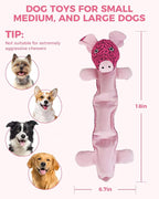 Squeaky Dog Toys for Large Dogs, Durable Plush Chew Toys for Aggressive Chewers, Interactive Tug of War Toy, Tough Teething Gift to Keep Them Busy and Relieve Boredom (Pink Pig)
