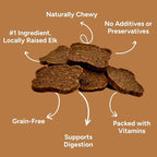 Gaines Family Farmstead Elk & Sweet Potato Dog Treats – 6 oz Natural, High-Protein, Grain-Free, Limited Ingredient Soft Chews for Gut Health and Sensitive Stomachs, Made in USA