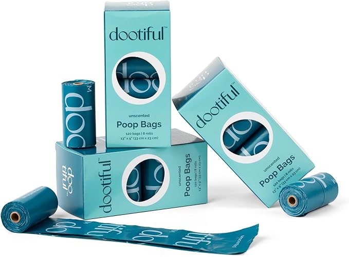Dog Poop Bags - 120 Unscented Bag, 65% Recycled Materials, Tear Resistant Pet Bags for Poop - 8 Rolls, 100% Leak Proof - Extra Thick, Eco-Friendly Doggie Waste Bags for Hassle-Free Cleanup - Outdoor