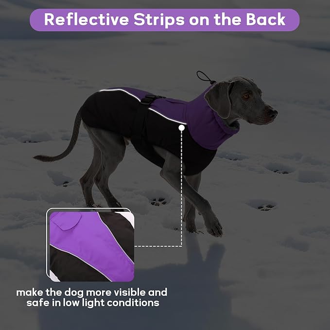 IDOMIK Dog Winter Coat, Reflective Waterproof Dog Jacket for Cold Weather, Warm Pet Coats for Small Medium Large Dogs, High Collar Doggy Fleece Snow Jacket, Winter Vest with Adjustable Buckle,XXL