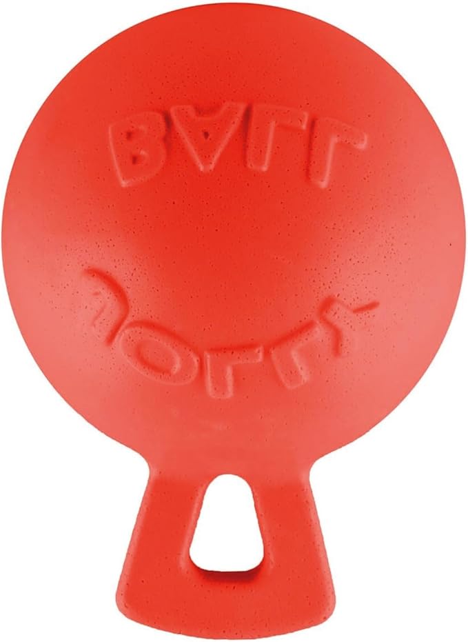 Jolly Pets Tug-n-Toss Heavy Duty Dog Toy Ball with Handle, 8 Inches/Large, Red (408 RD)