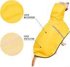 Large Dog Raincoat Jacket with Adjustable Belly Strap and Leash Hole - Hoodie with Reflective Strip - Waterproof Slicker Lightweight Breathable - Easy to Wear