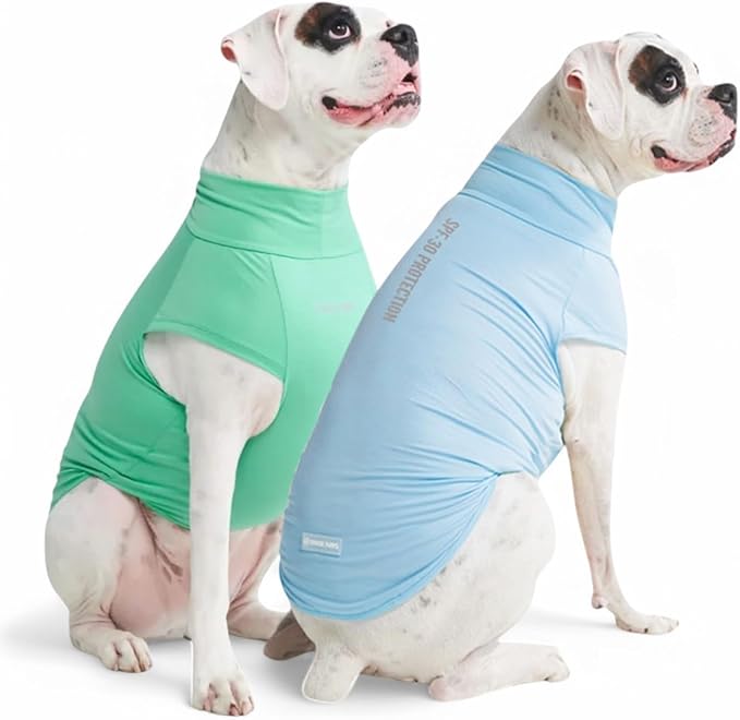 Spark Paws Sunblock Dog T-Shirt, SPF30 Protection, Lightweight Breathable Quick Dry for Dogs with Sensitive Skin - Blue & Mint (Set of 2) - 3XL