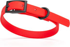 Dogline Biothane Waterproof Dog Collar Strong Coated Nylon Webbing with Black Hardware Odor- Proof for Easy Care Easy to Clean High Performance Fits Small Medium or Large Dogs, Cherry Red