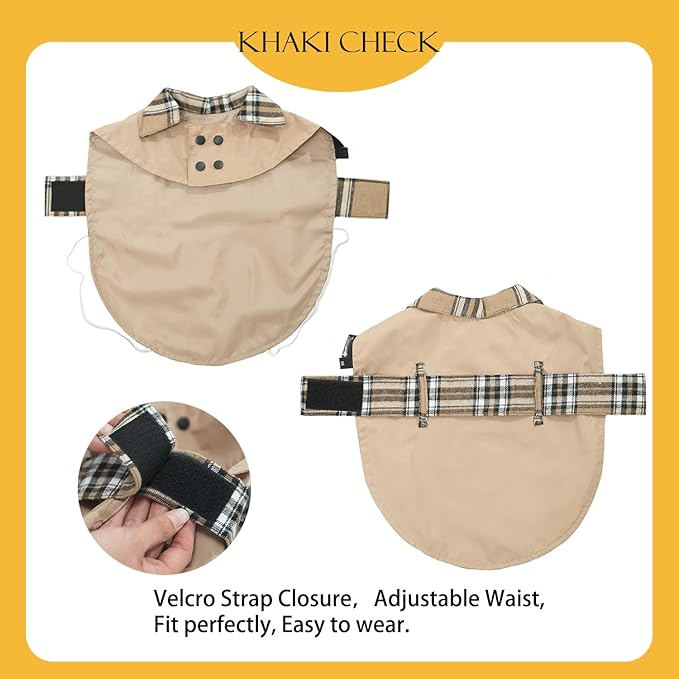 MAMORE Dog Jacket Waterproof Outdoor Vest for Smal Medium Large Dogs, Windproof Adjustable Breathable Lightweight Fashion Casual Dog Clothes (Khaki, Large)
