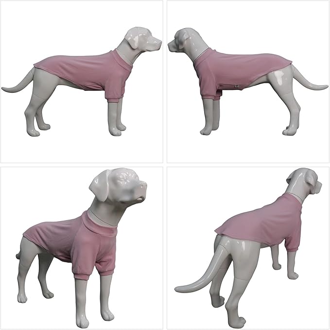 Lovelonglong Ribbed Dog T-Shirt Cotton Knitted Dog Sweaters for All Season Pet T-Shirts for Large Medium Small Dogs Light Pink 3XL