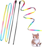 Cat Wand Toys Interactive Kitten Toys for Indoor Cats Colorful Teaser Wand String for Exercise Kitten Stick Kitty Rope Toy Rainbow Ribbon Cat Charmer -2Pcs