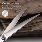 Left Handed Dog Grooming Scissors Kit 8 in Professional Curved Thinning Straight Shear 3pcs Set for Grooming Big Dogs Poodle Pet Japan 440C Stainless Steel(8.0'' Kit, 4Pcs)