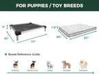 FXW TitanNest Chew-Proof Elevated Dog Bed, Raised Cot for Indoor/Outdoor/Camping Use, Durable & Waterproof Cooling Pet Bed with Exclusive Cover for Toy Dogs, 24.0" L x 20.0" W x 4.1" H, Black