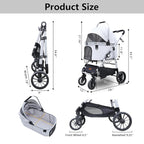Extra Large Pet Stroller, Jumbo Dog Stroller Fits 3 Small Pets up to 50lbs, Heavy-Duty Stable Strollers with Shock Absorbing Wheels & Locking Brakes, for Walking, Jogging, Vet Visits