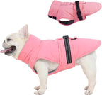 Large Dog Coat, Warm Dog Winter Jacket, Waterproof Dogs Snowsuit with Foldable High Collar, Reflective Strips, Leash Hole, and Adjustable Hook & Loop Closure - Ideal for Cold Weather - Pink L