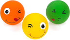 CHIWAVA 3 Pack 2.7'' Latex Squeaky Dog Toy Ball Smiley Face Round Balls Interactive Fetch Play for Medium Dogs