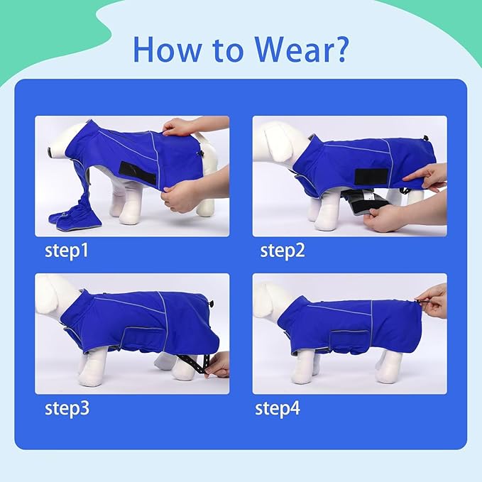 MIGOHI Dog Coat,Dog Jacket Waterproof,Winter Coat Windproof,XXL Fleece Jacket for Dogs Boy Girl,Cold Weather Coats for Dogs Hiking Camping,Golden Retriever,Labrador,Weimaraner,2XL,Blue