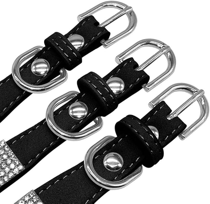 Serijoars Small Dog Collar with Rhinestone Crystal Diamond Colorful Bling Girl Puppy Cat Collars (XXS, Hot Pink6)