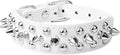 Spiked Dog Collar Soft Pu Leather Mushrooms Rivet Spike Studded Puppy Adjustable Pet Collars for Small Breeds (M, White)