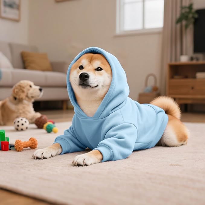 Idepet Pet Dog Hoodies 2 Pack with Pocket, Dog Outfits for Small Pets Chihuahua Clothes Warm Coat Jacket Autumn Puppy Sweatshirt Cats Clothing