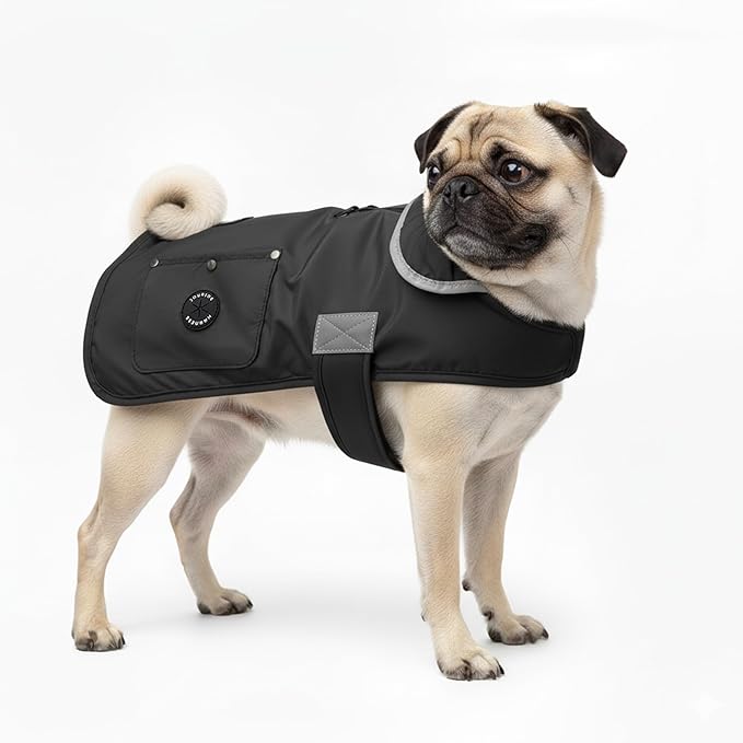Joyride Harness FrostFlex Dog Winter Jacket - Fleece Lined & Water-Resistant - Snowsuit with Pockets for Treats & Poop Bags - Durable Cold Weather Dog Coat - Black Onyx-S