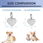 Dog Tags Personalized for Pets,Dog Name Tags QR Code,No Subscription Fees,Modifiable Pet Online Profile,Stainless Steel,No App Required,for Dogs and Cats Small,Medium,Large(Heart,Small)