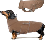 BRKURLEG Dog Winter Coat, Warm Dog Jackets for Small and Medium Large Dogs, Reflective Adjustable Pet Cold Weather Coats, Waterproof Windproof Dogs Snow Jacket Clothes Warm Vest (S, Khaki)