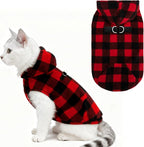 EXPAWLORER Dog Hoodie Fleece Sweater Vest, Plaid Dog Sweatshirt Fall Winter Pet Clothes with Leash Ring, Sleeveless Warm Cozy Puppy Clothing for Cat Small Medium Large Dogs Girl Boy, Checkered XS