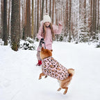GreenJoy Leopard Print Dog Sweater – Stretchy Fleece Dog Turtleneck Sweatshirt for Puppies & Cats, Soft & Warm Pet Winter Clothes for Small, Medium & Large Dogs (Pink, Large)