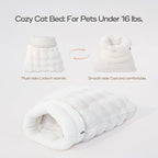 4 in 1 Cat Sleeping Bag Plush Self Warming Cat Bed Snuggle Bag Blanket Mat Cave (Small Cats Up to 15 lbs) White 21 × 17 Inch