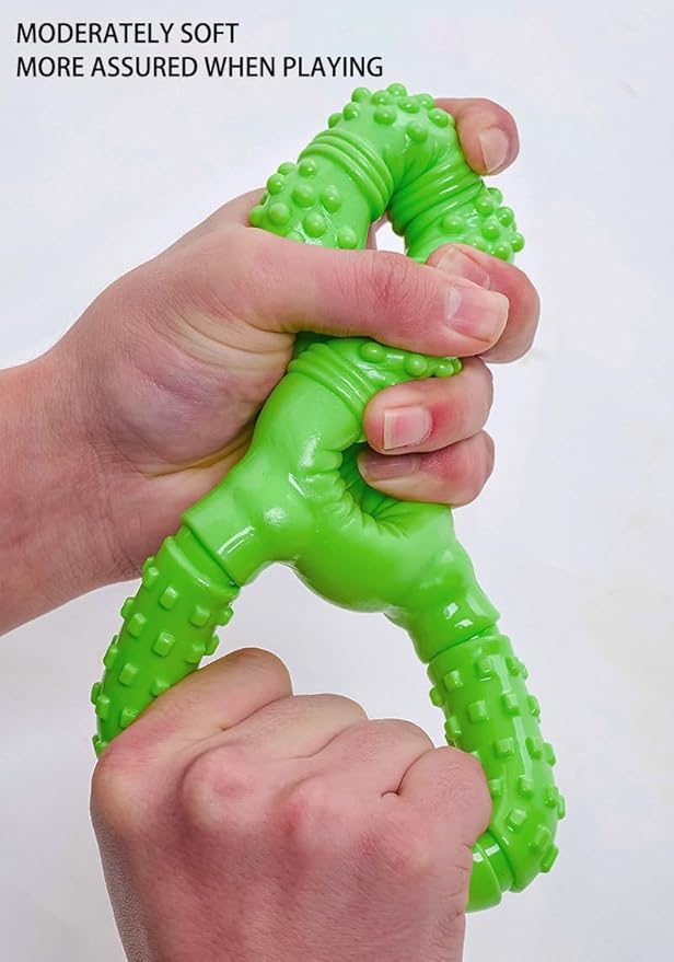 Tug of War Dog Toy, Interactive Dog Pull Toys, Adult and Puppy Teething Toy, Tough Chew Toy for Small Medium Large Dogs, Rubber, Lightweight, Comfortable Grip (Green)