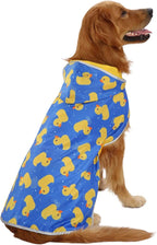 HDE Reversible Dog Raincoat Hooded Slicker Poncho Rain Coat Jacket for Small Medium Large Dogs Ducks/Yellow - 3XL