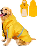 Reflective Strip Dog Raincoat, Ultra - Light Breathable Waterproof Rain Jacket with Hood, Adjustable Sizes for Small/Medium/Large Dogs, (L)