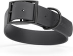 Dogline Biothane Waterproof Dog Collar Strong Coated Nylon Webbing with Black Hardware Odor- Proof for Easy Care Easy to Clean High Performance Fits Small Medium or Large Dogs, Black
