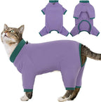 Sticky Cat Clothes Stretchy, Sphynx Hairless Sweater & Pajamas for Cats only, Soft Cat Onesie for Cats After Surgery Female Male & Hair Loss Prevention, Purple S