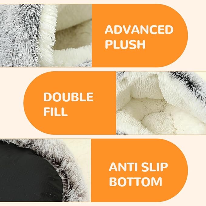 Lapcatz Nest Bed, 2026 Upgraded Cat Beds for Indoor Cats, Portable Fluffy Pet Bed, Durable Covered Cat Bed for Indoor Use, Soft Puppy Bed for Pet Owners (Coffee, Small)