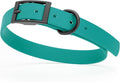 Dogline Biothane Waterproof Dog Collar Strong Coated Nylon Webbing with Black Hardware Odor- Proof for Easy Care Easy to Clean High Performance Fits Small Medium or Large Dogs, Blue Aqua