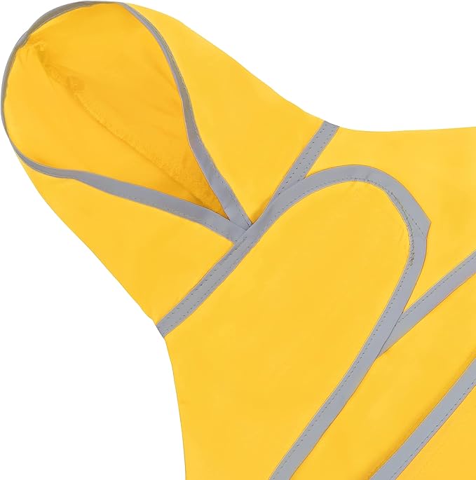 Dog Raincoat for Medium Dogs Waterproof Hooded Rain Jacket with Reflective Strips Leash Hole & Poncho Adjustable Fit (Yellow,M)