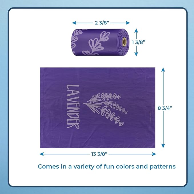 Best Pet Supplies Dog Poop Bags (240 Bags) for Waste Refuse Cleanup, Doggy Roll Replacements for Outdoor Puppy Walking and Travel, Leak Proof and Tear Resistant, Thick Plastic - Purple