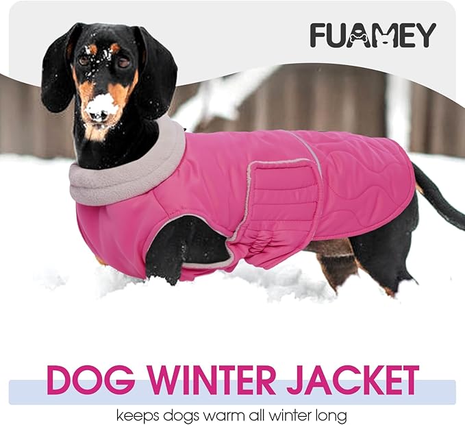 FUAMEY Winter Warm Dog Coat, Fleece Turtleneck Jacket, Thick Waterproof Windproof Cold Weather Coats, Snowsuit Vest for Small to Large Dogs